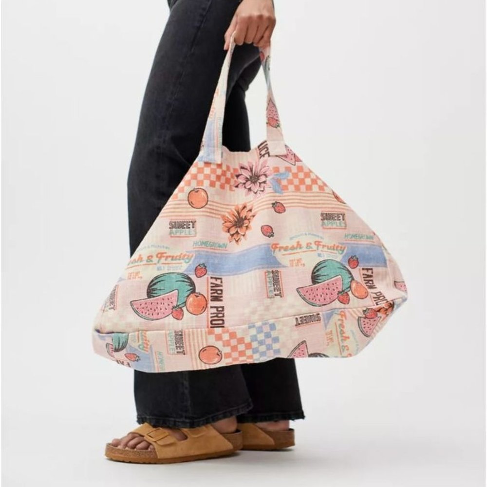 UO East-West Printed Jute Tote Bag